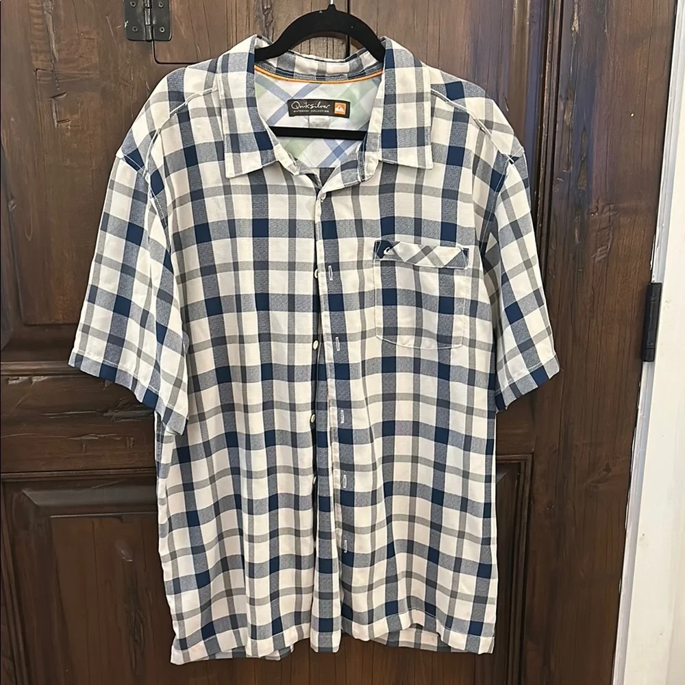 Checkered Blue and White Men's Shirt - Picture 1 of 7